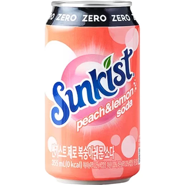 Sunkist Zero Peach Lemon Soda Korea 355ml