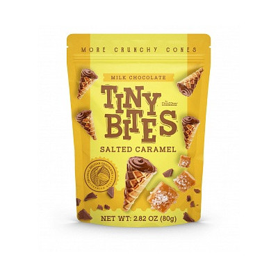 Tiny Bites Milk Chocolate Salted Caramel 80g – Sprøde chokolade cones med karamel | SlikOasen