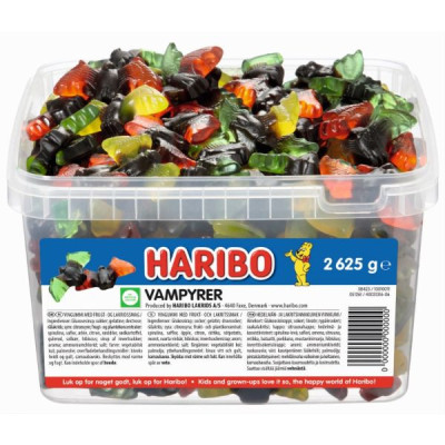 Haribo Vampyrer 2,6 kg – Stor bøtte med frugt & lakrids vingummi | SlikOasen