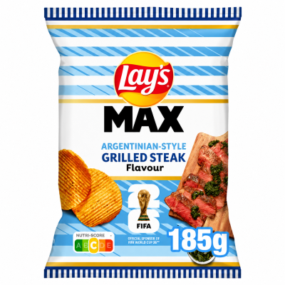 Lay's Max Argentinian Style Grilled Steak 185 g | Ribbede Chips