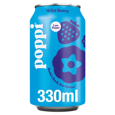 Poppi Wild Berry Soda 330 ml – Køb hos SlikOasen